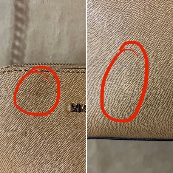 Michael Kors | Cindy Large Dome Saffiano Leather Crossbody Bag Purse in Peanut - Picture 5 of 16